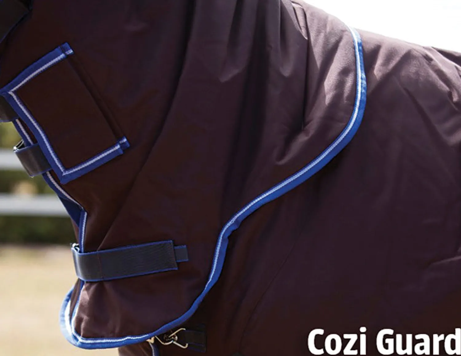 Best WEATHERBEETA ® ComFiTec™ Ultra Cozi II Detach-A-Neck Medium-Weight Turnout Blanket Charcoal/Blue/White