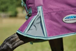 Hot WEATHERBEETA ® Pony ComFiTec™ Premier Free II Detach-A-Neck Medium-Weight Turnout Blanket Purple/Navy/Mint